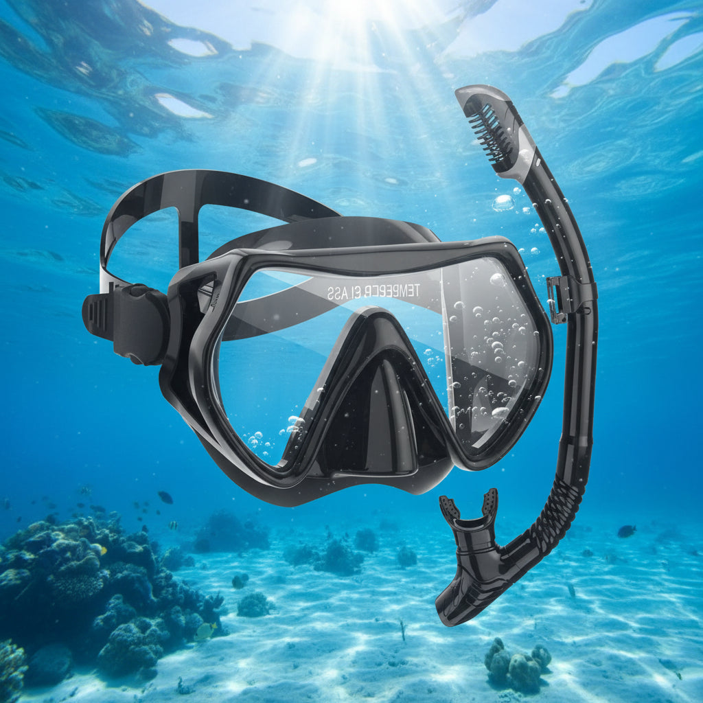 Snorkel Mask Set Adjustable Strap Design Dry