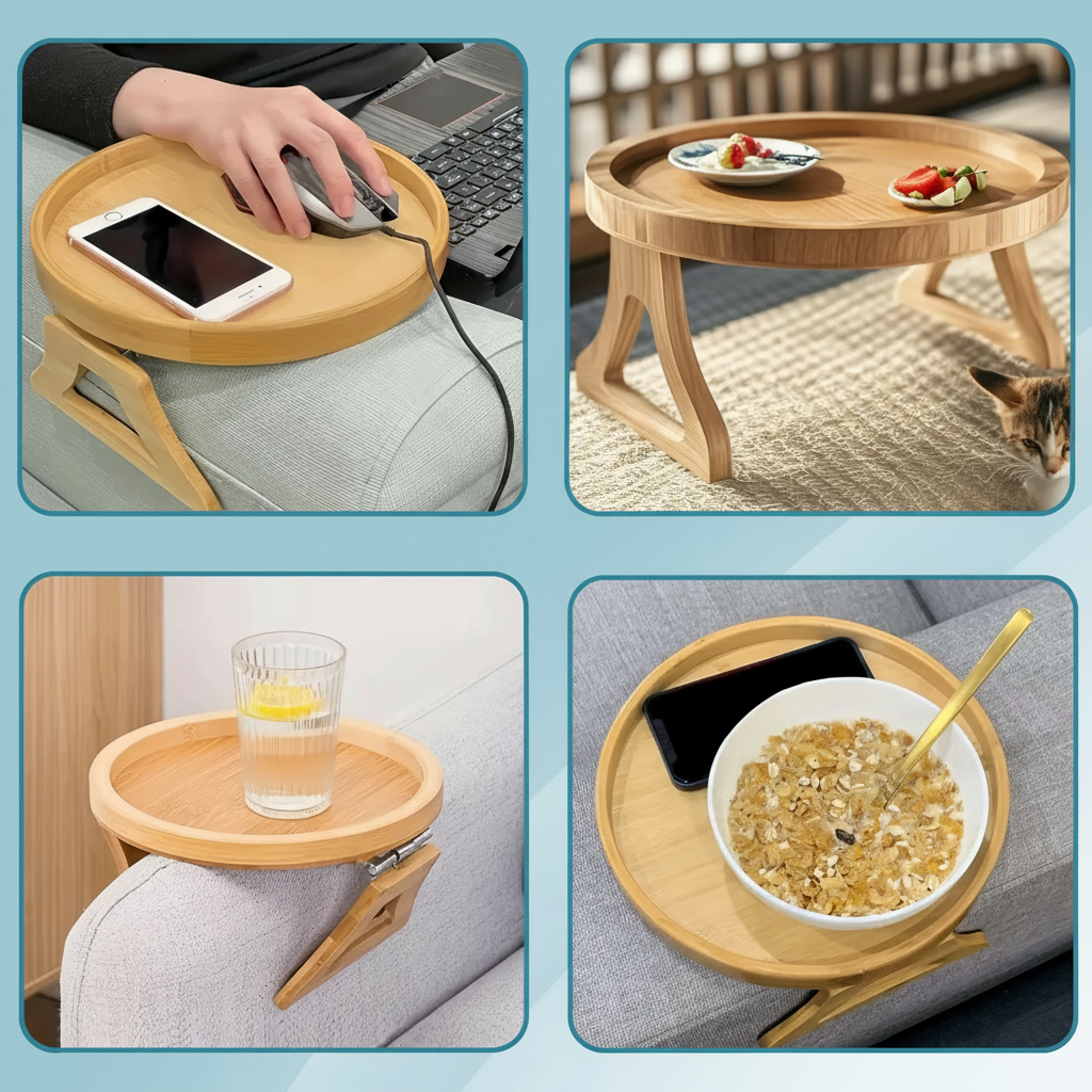 Sofa Side Table Armrest Tray Adjustable