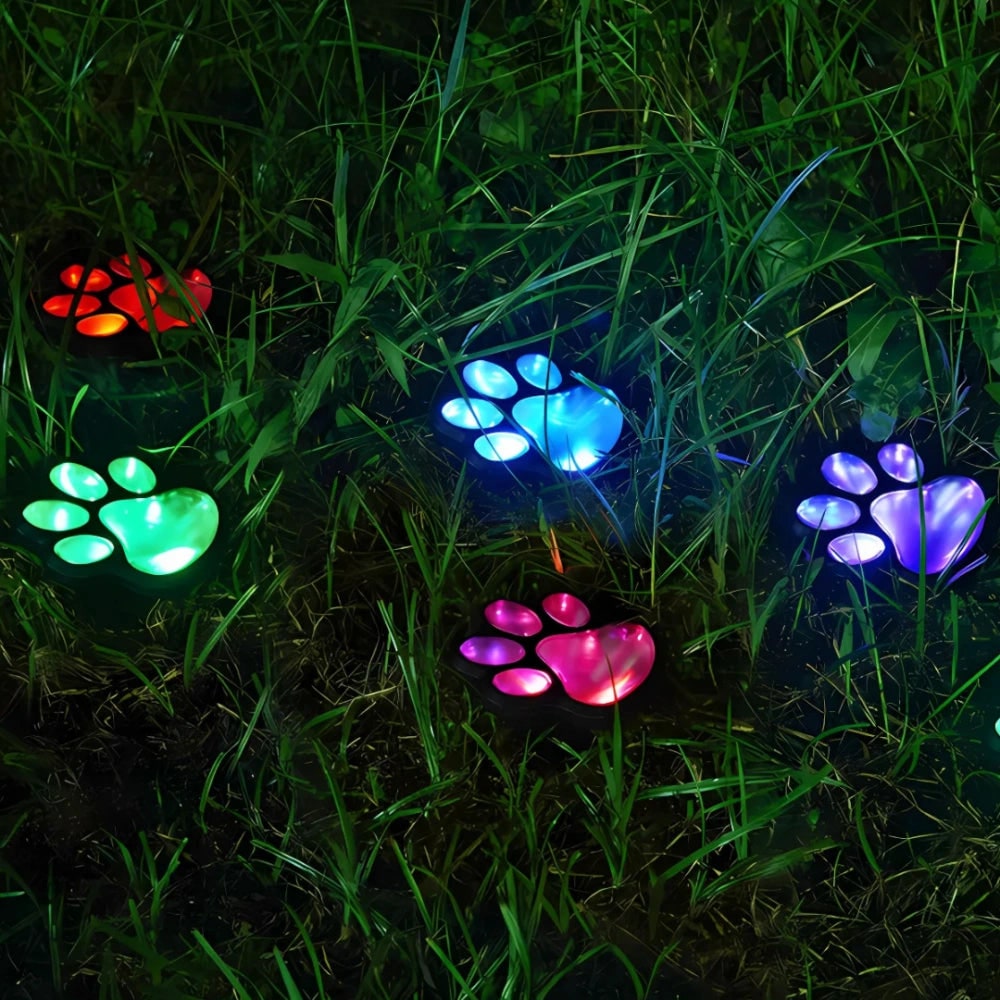 Solar Lights Paw Print Outdoor Waterproof