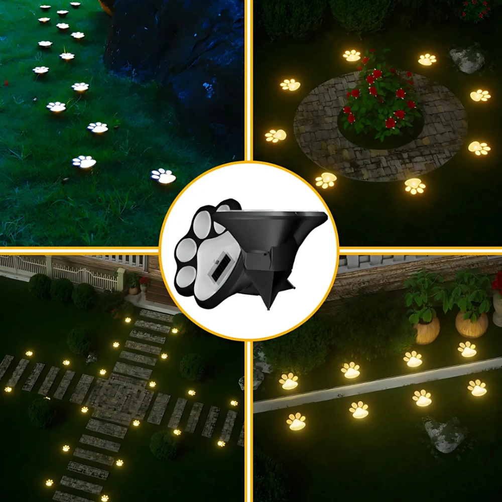 Solar Lights Paw Print Outdoor Waterproof