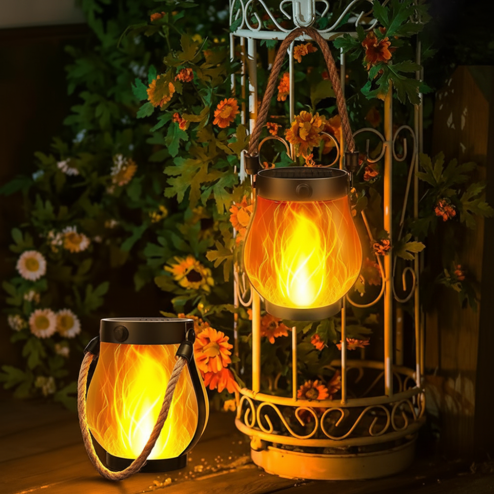 Solar Powered Outdoor Lantern Flame Effect