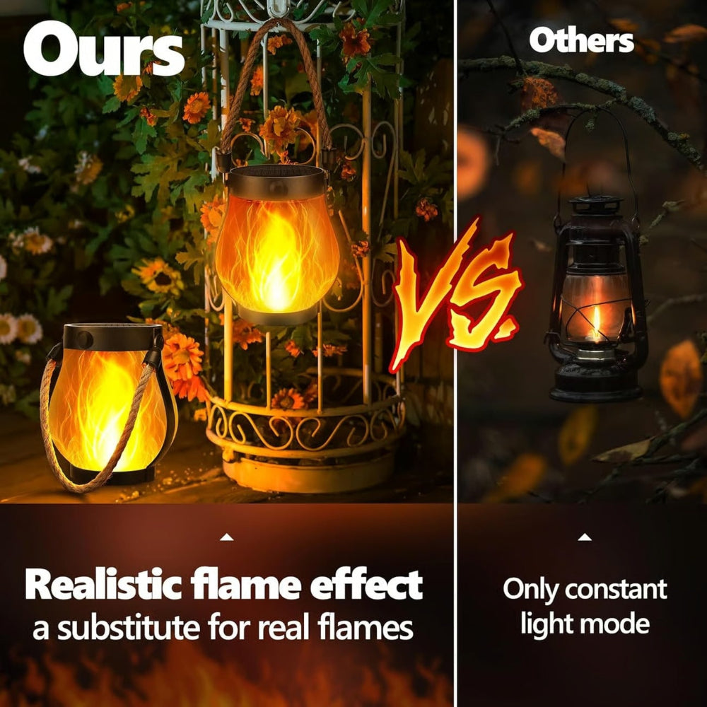 Solar Powered Outdoor Lantern Flame Effect
