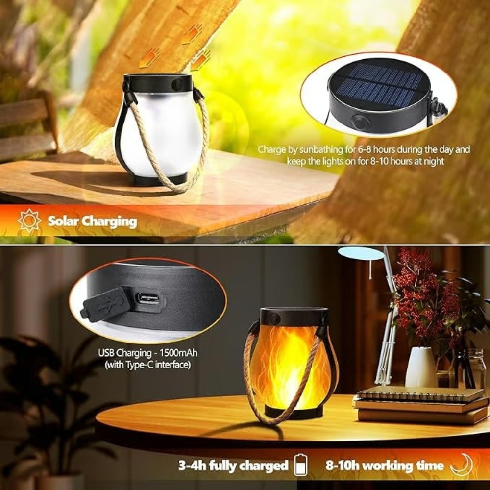 Solar Powered Outdoor Lantern Flame Effect
