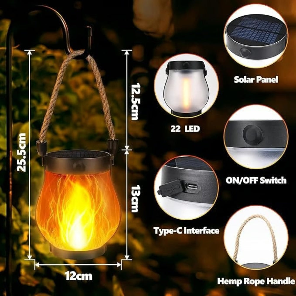 Solar Powered Outdoor Lantern Flame Effect