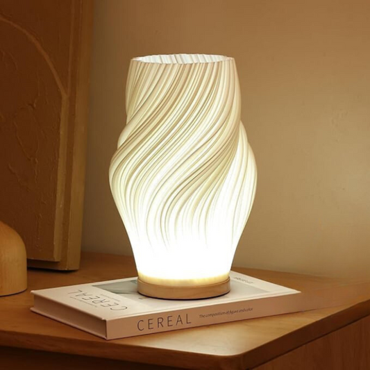Table Lamp Modern Wave USB Dimmable Wood