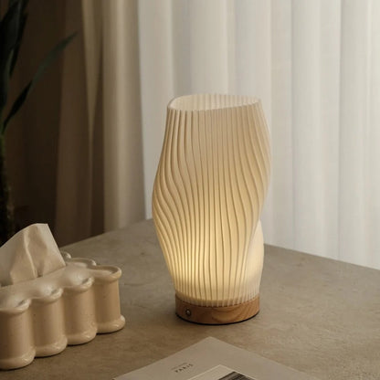 Table Lamp Modern Wave USB Dimmable Wood