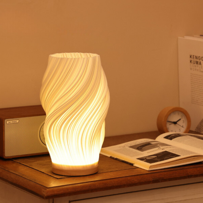 Table Lamp Modern Wave USB Dimmable Wood