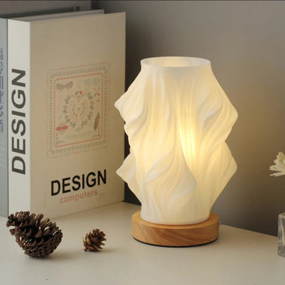 Table Lamp Modern Wave USB Dimmable Wood