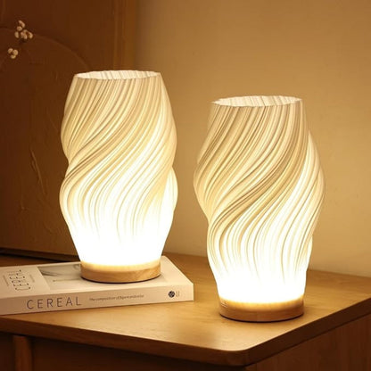 Table Lamp Modern Wave USB Dimmable Wood