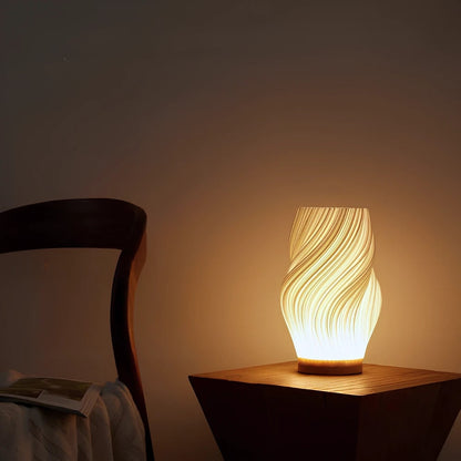 Table Lamp Modern Wave USB Dimmable Wood