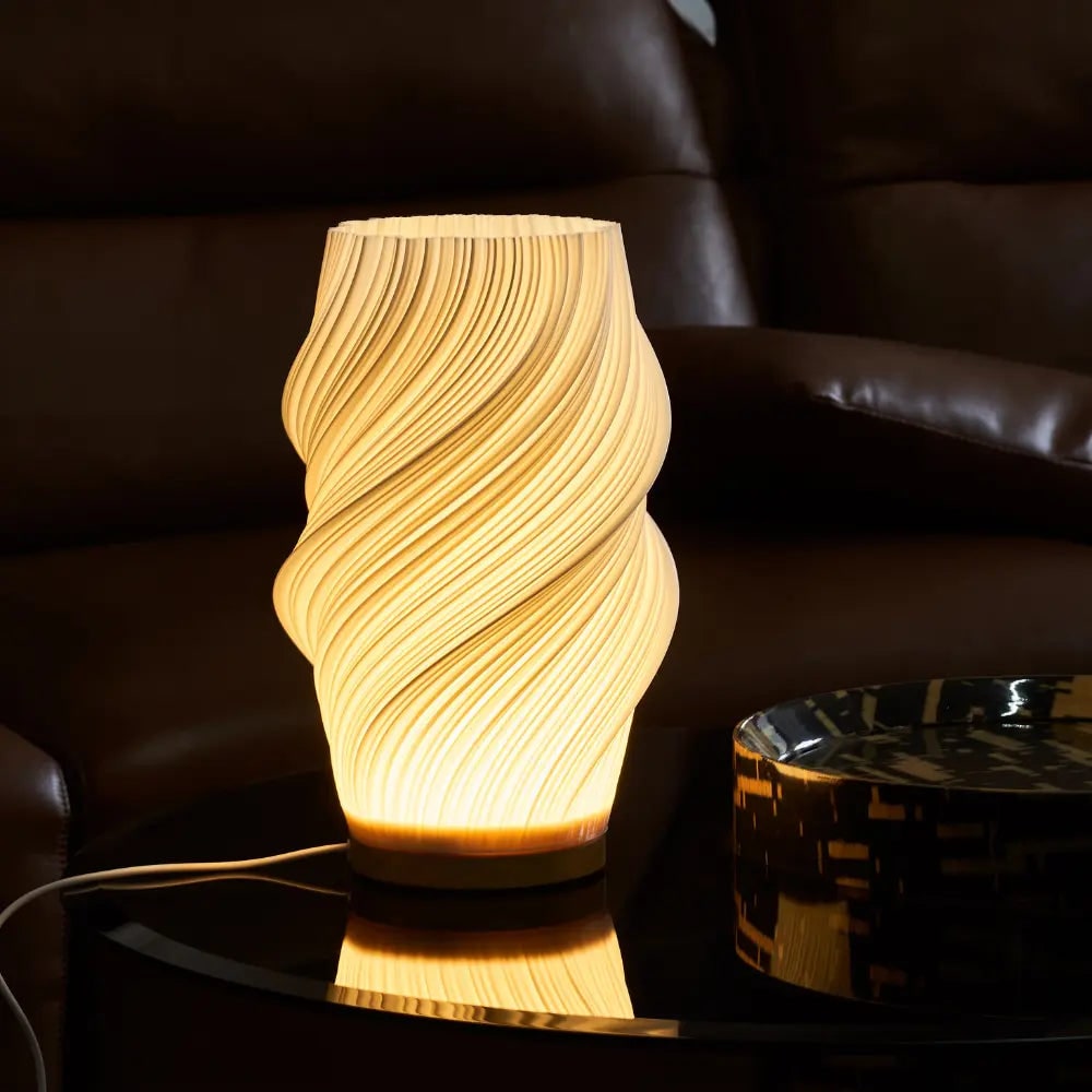 Table Lamp Modern Wave USB Dimmable Wood