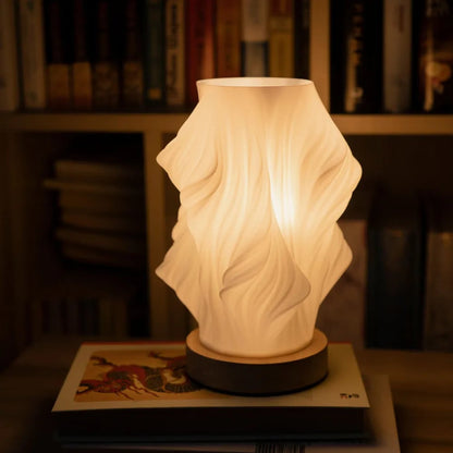 Table Lamp Modern Wave USB Dimmable Wood