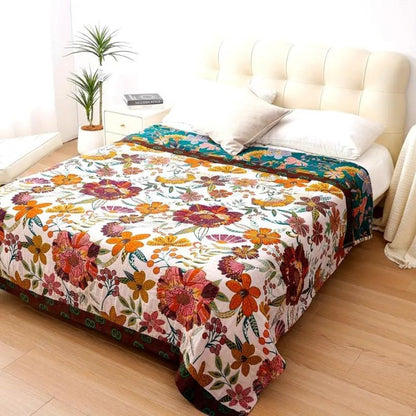 Throw Reversible Cotton Blanket Floral