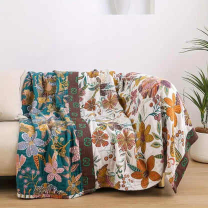 Throw Reversible Cotton Blanket Floral
