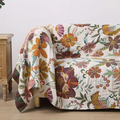Throw Reversible Cotton Blanket Floral