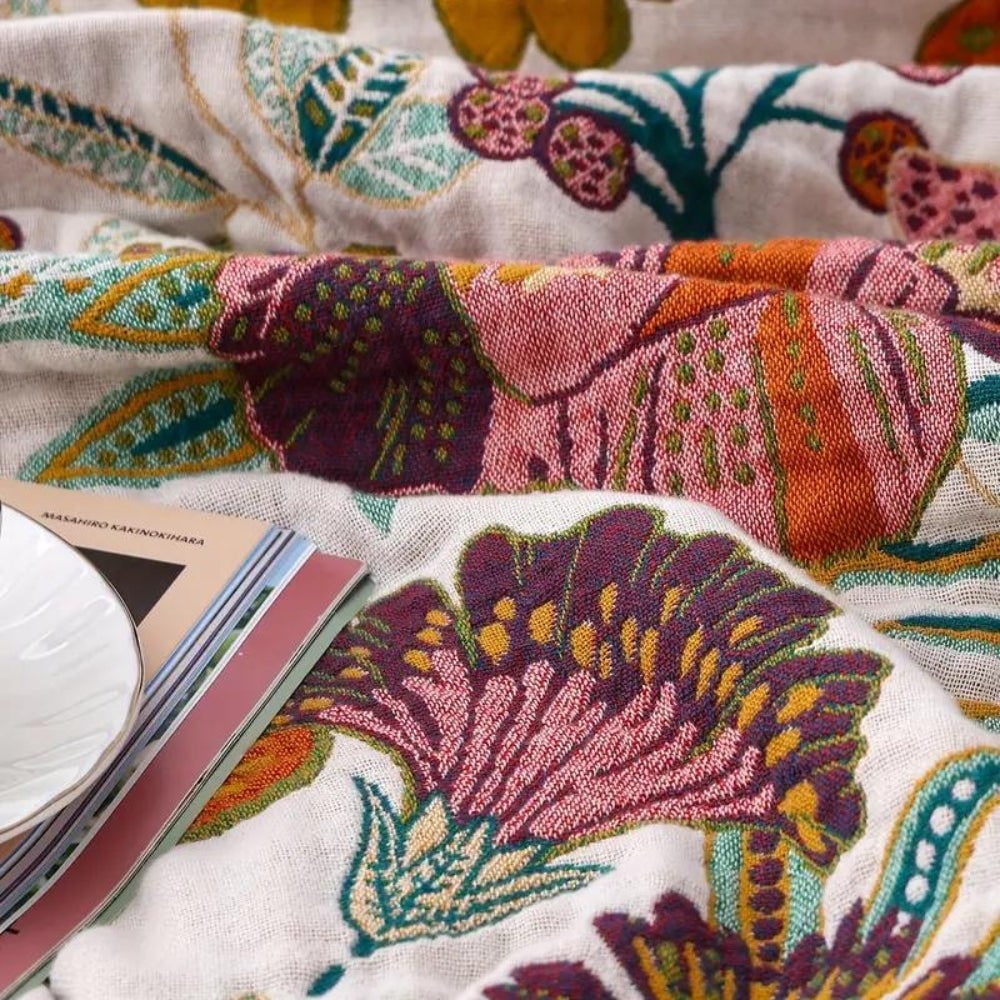 Throw Reversible Cotton Blanket Floral