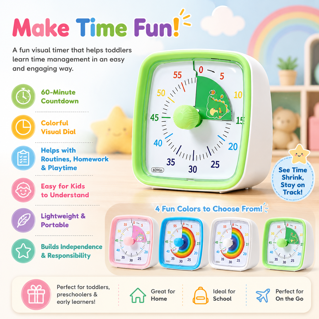 Toddler Timer Colorful Design Learning Time
