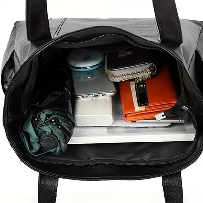 Tote Bag Faux Leather Shoulder Zip Pocket