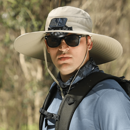 USB Fan Solar Hat Wide Brim UV
