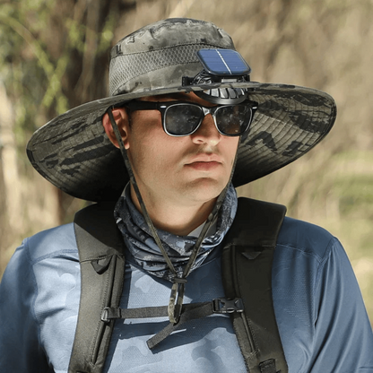 USB Fan Solar Hat Wide Brim UV