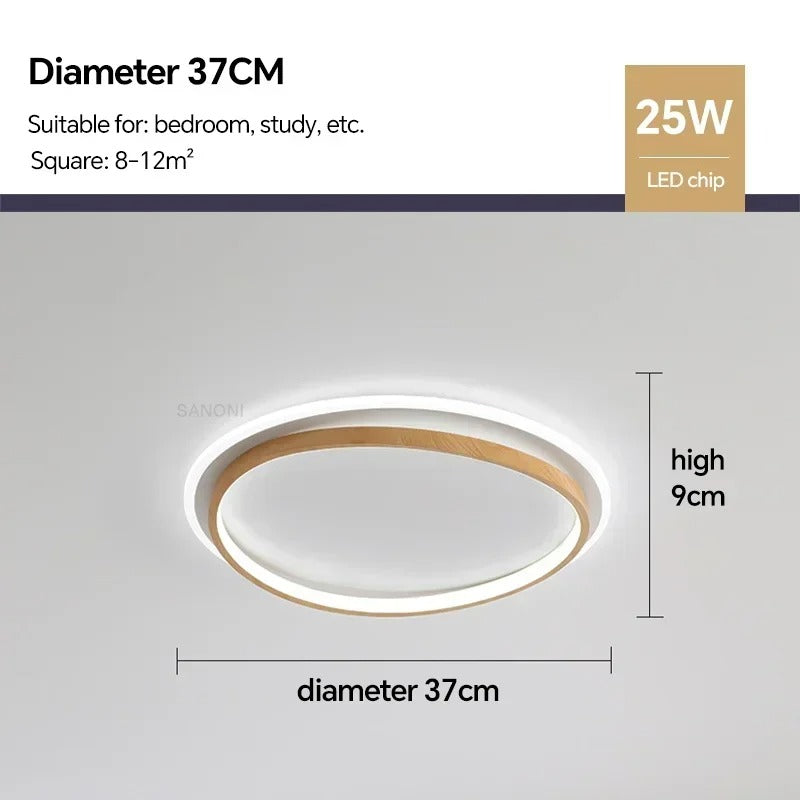 LED Modern Ceiling Lamp Walnut & Gold