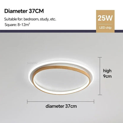 LED Modern Ceiling Lamp Walnut & Gold