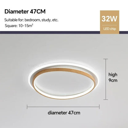 LED Modern Ceiling Lamp Walnut & Gold