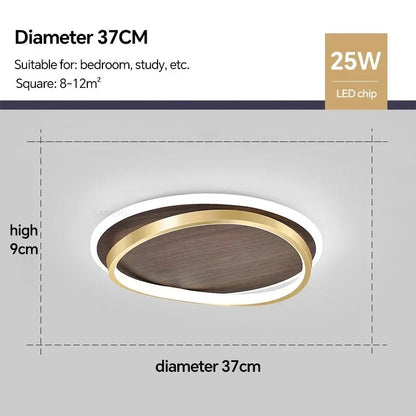 LED Modern Ceiling Lamp Walnut & Gold