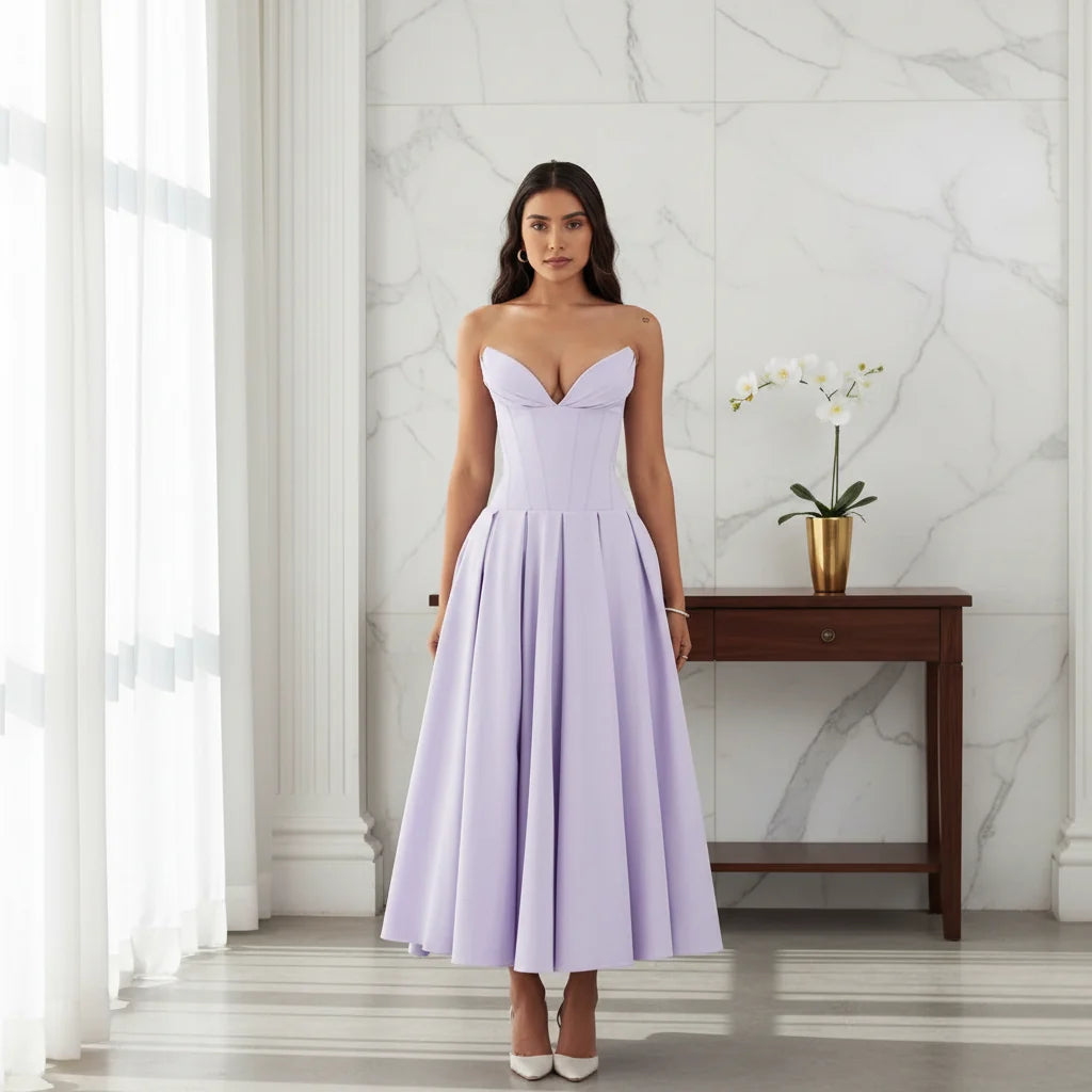 Dress Deep V Neck Summer Casual Flowy