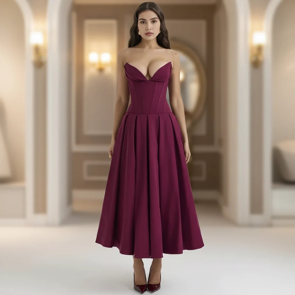 Dress Deep V Neck Summer Casual Flowy