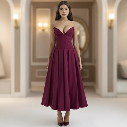 Dress Deep V Neck Summer Casual Flowy