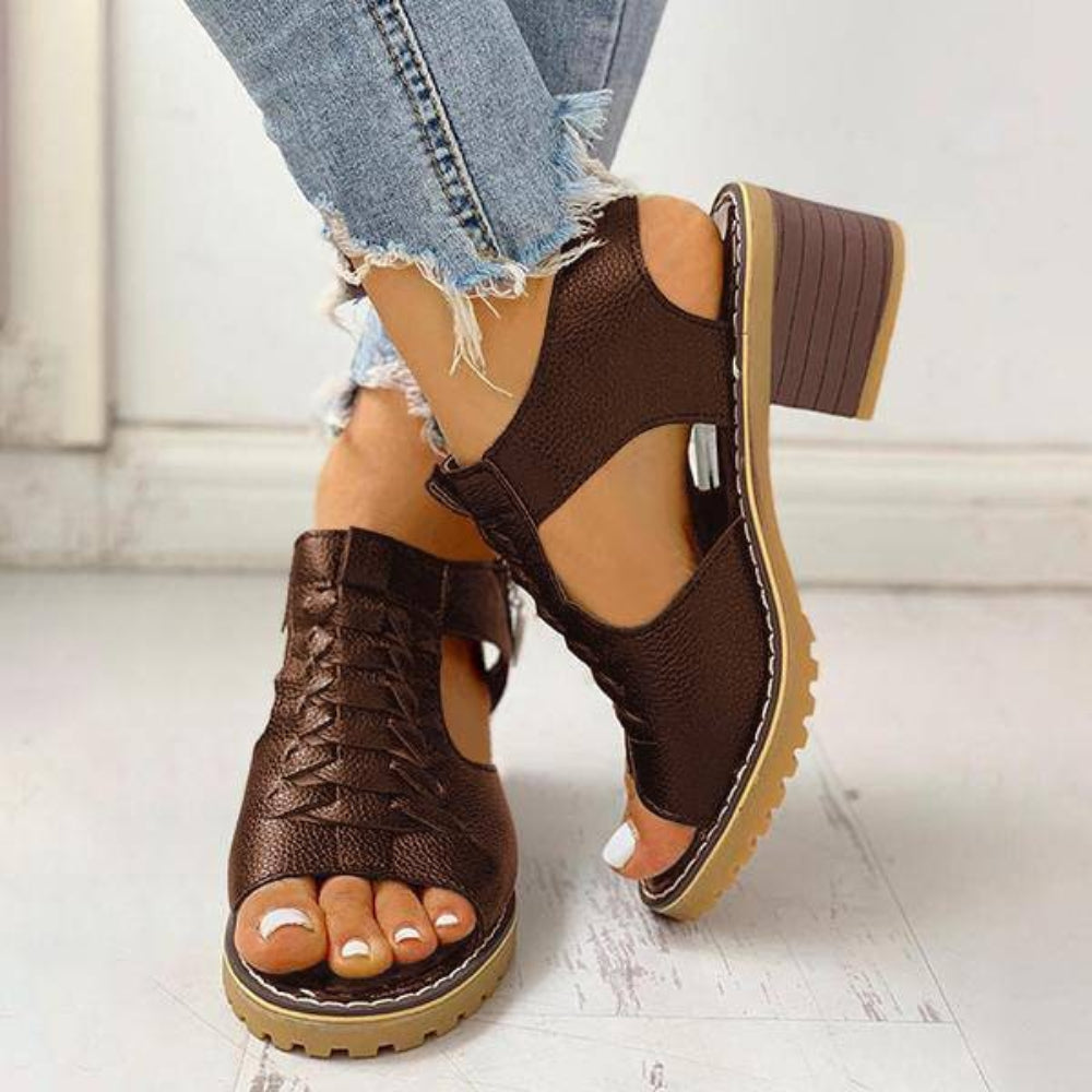 Women's Chunky Heeled Sandals Peep Toe