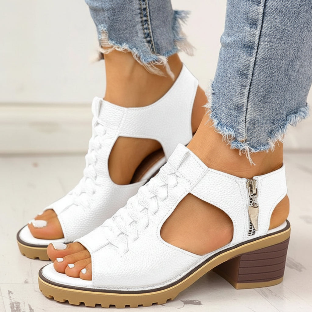 Women's Chunky Heeled Sandals Peep Toe