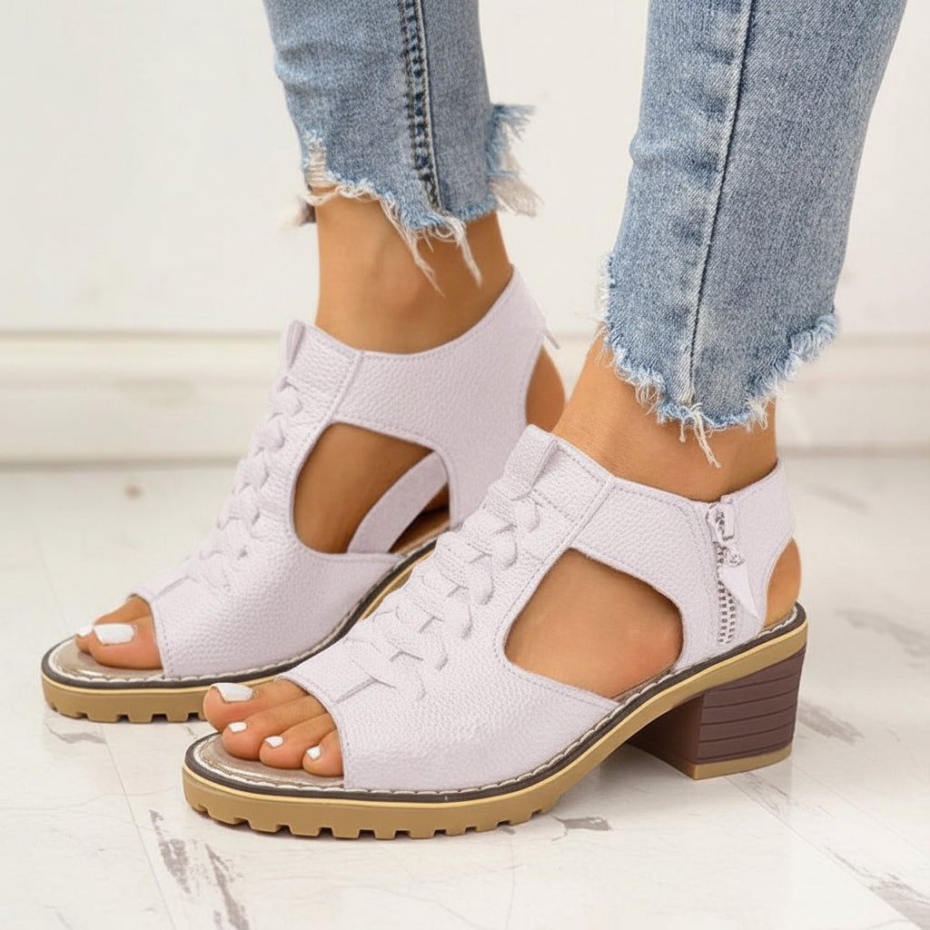 Women's Chunky Heeled Sandals Peep Toe