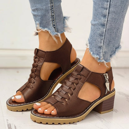 Women's Chunky Heeled Sandals Peep Toe