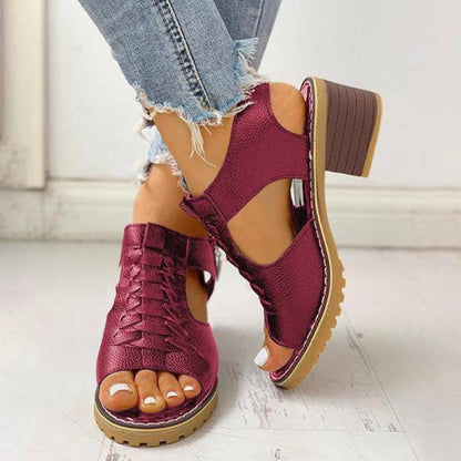Women's Chunky Heeled Sandals Peep Toe
