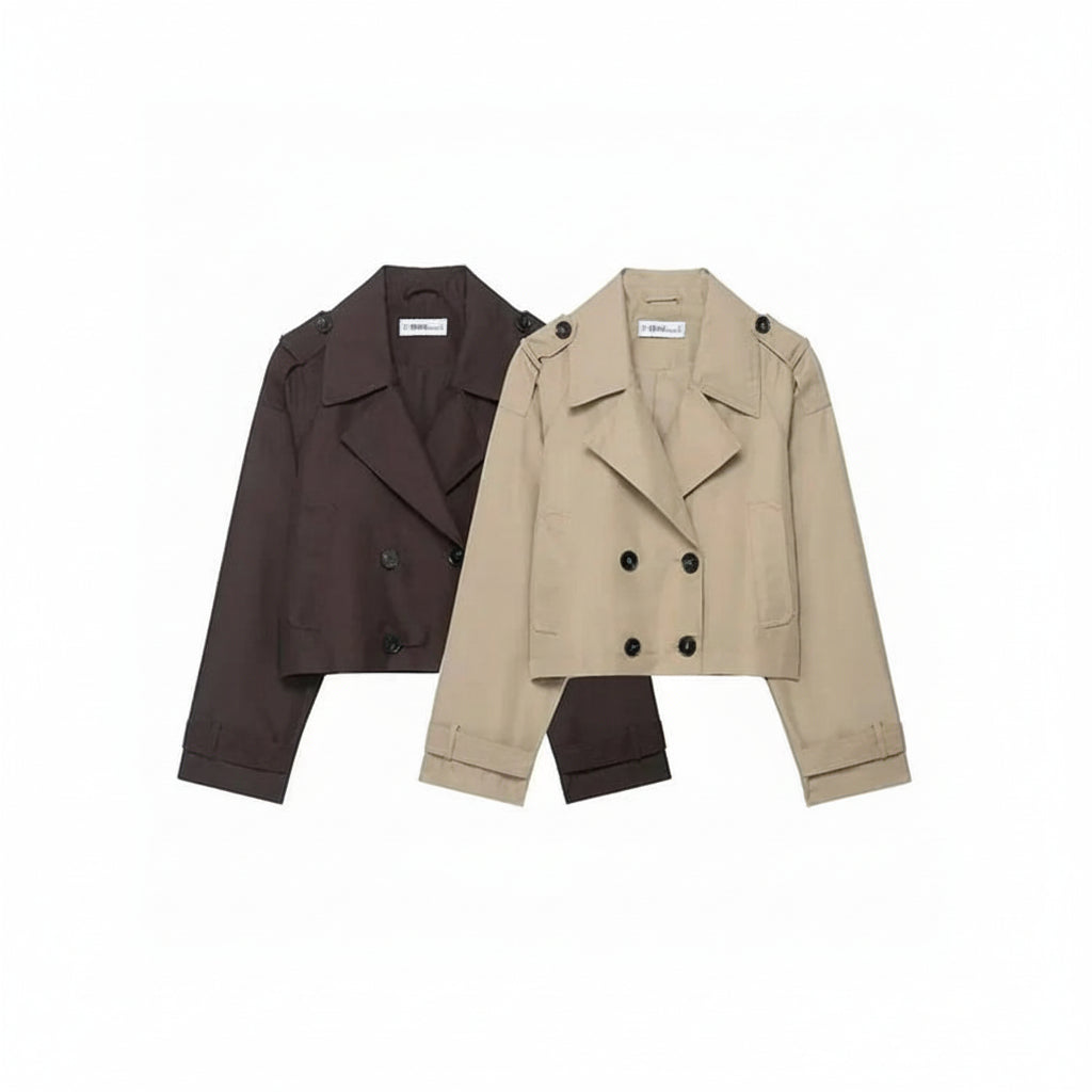 Women's Cropped Trench Coat Short Outerwear