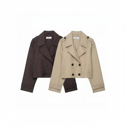 Women's Cropped Trench Coat Short Outerwear