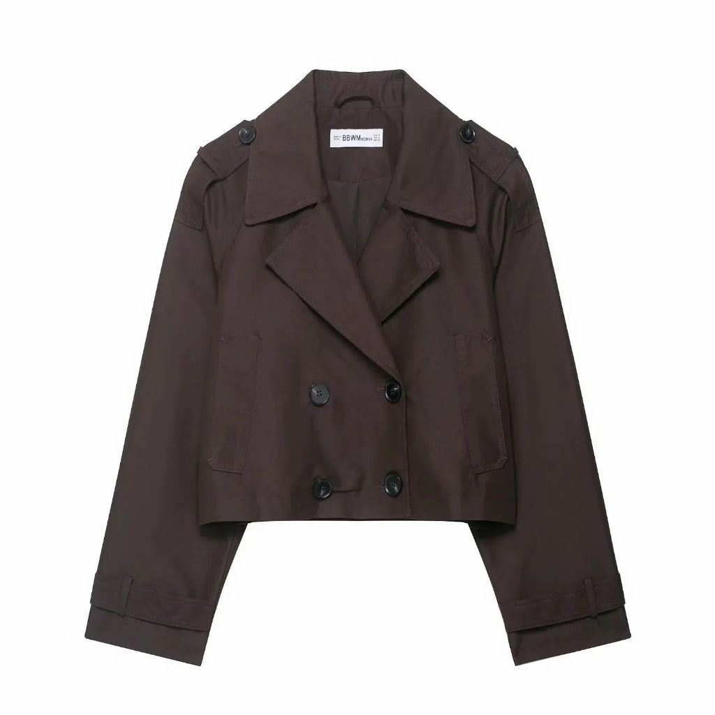 Women's Cropped Trench Coat Short Outerwear