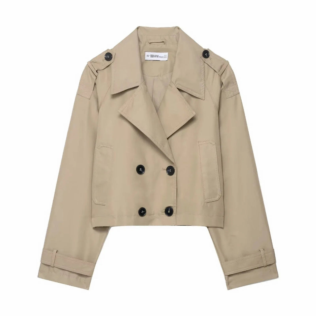 Women's Cropped Trench Coat Short Outerwear