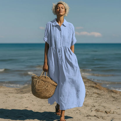 Women's Shirt Dress Casual Maxi Pintuck Midi