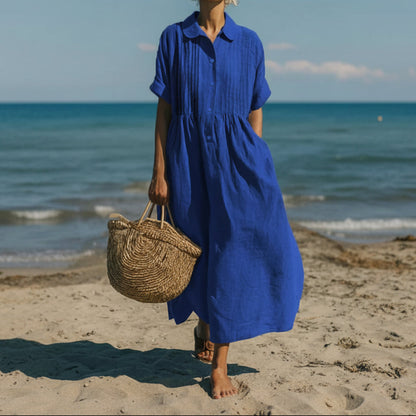 Women's Shirt Dress Casual Maxi Pintuck Midi
