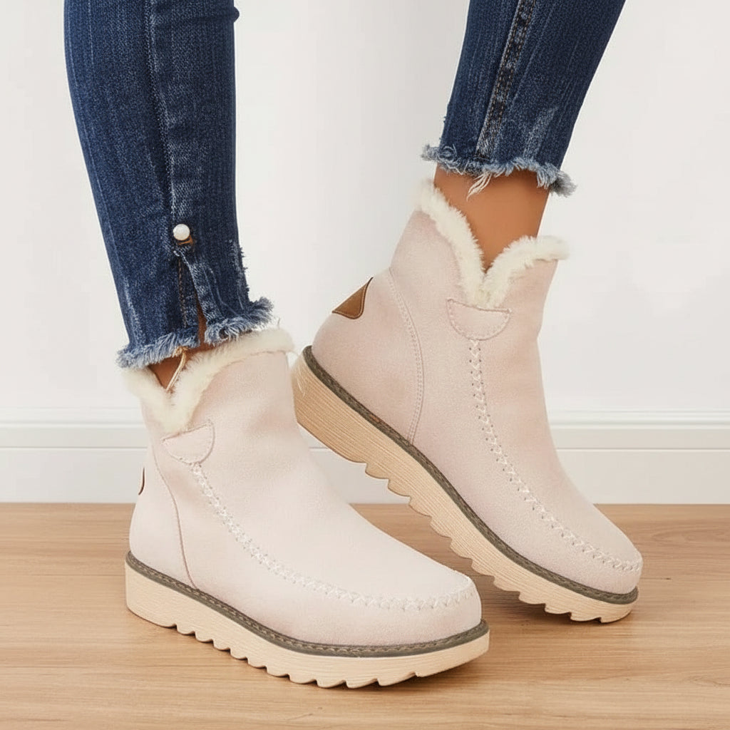 Women's Winter Ankle Slip On Boots Lined
