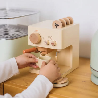 Wooden Coffee Machine Toy Toddlers Pretend