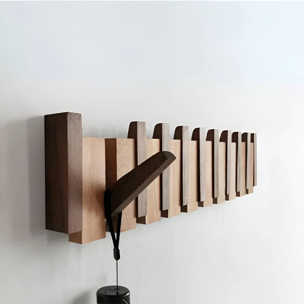 Wall Hook Wooden Rack Folding Piano Style