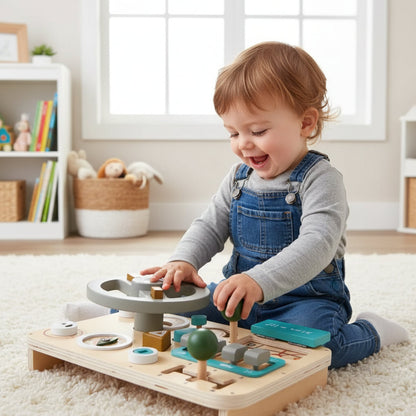 Wooden Steering Wheel Toy Toddlers