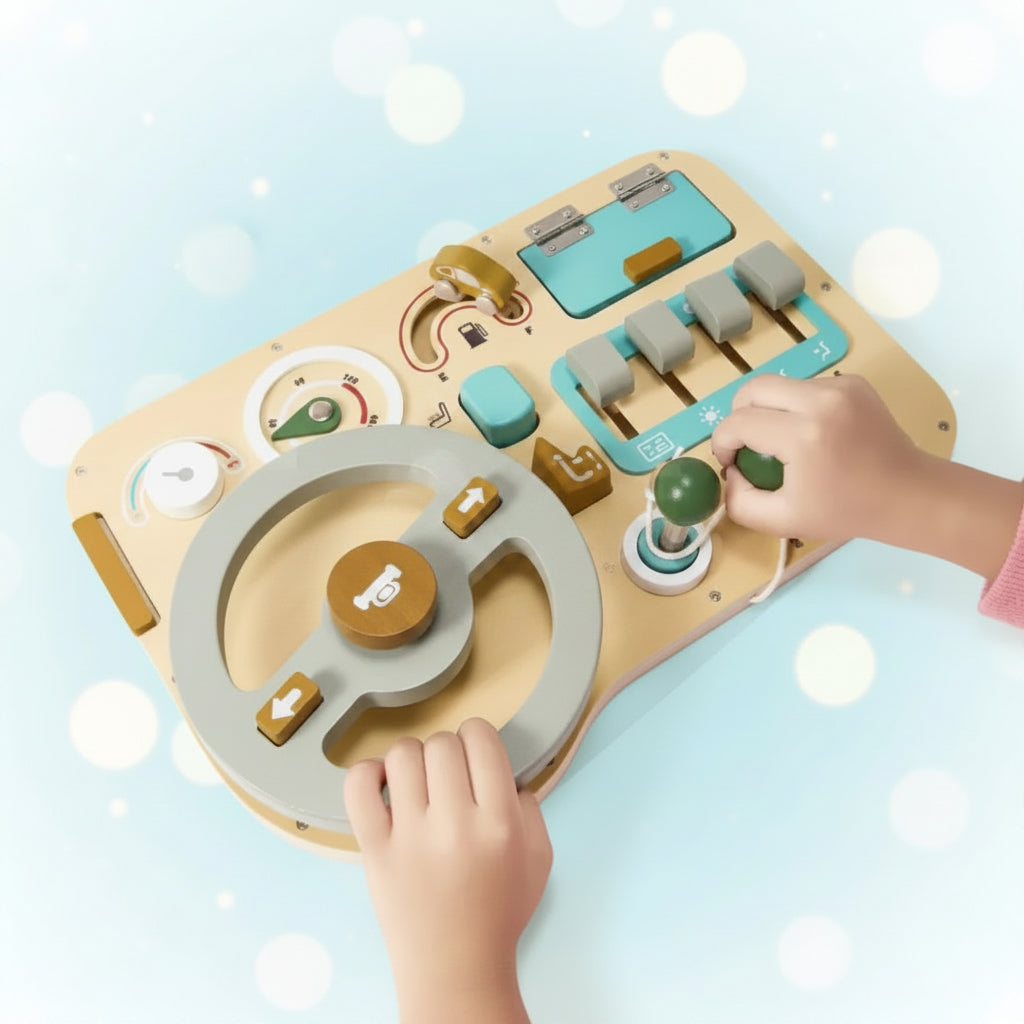 Wooden Steering Wheel Toy Toddlers