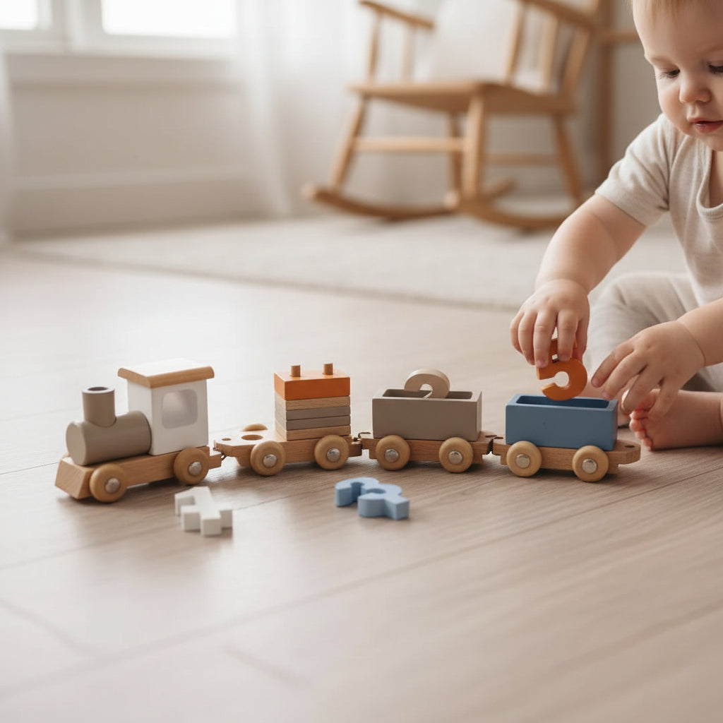 Wooden Train Set Fine Motor Skills Toy