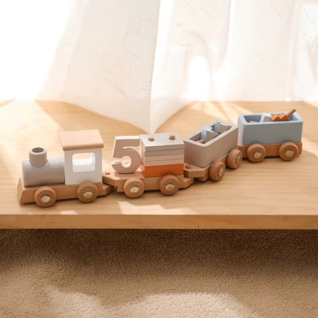 Wooden Train Set Fine Motor Skills Toy