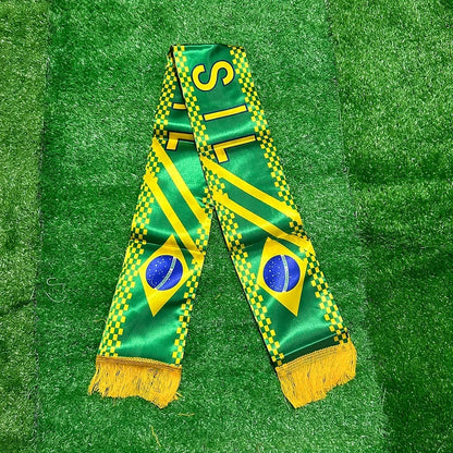 World Cup Brazil Flag Football Scarf Fringe